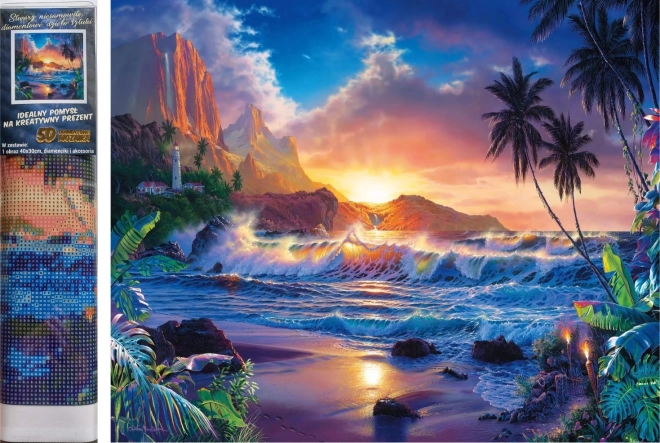 Set de peinture diamant - coucher de soleil sur l'île