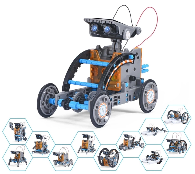Kit de véhicules solaires 12 en 1 orange – Bleu