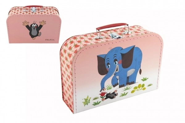 Valise/Coffre cousu Krtek et éléphant 30x21x9,5cm