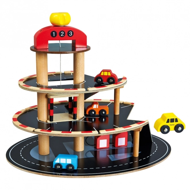Parking en bois Bino avec ascenseur et petites voitures