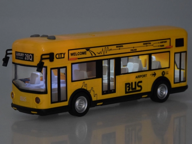 Autobus de fête jaune ouverture des portes avec sons, lumières, musique ZA5222