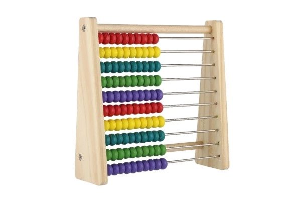 Compteur de 100 billes en bois 18x18cm dans une boîte 20x19,5x7cm