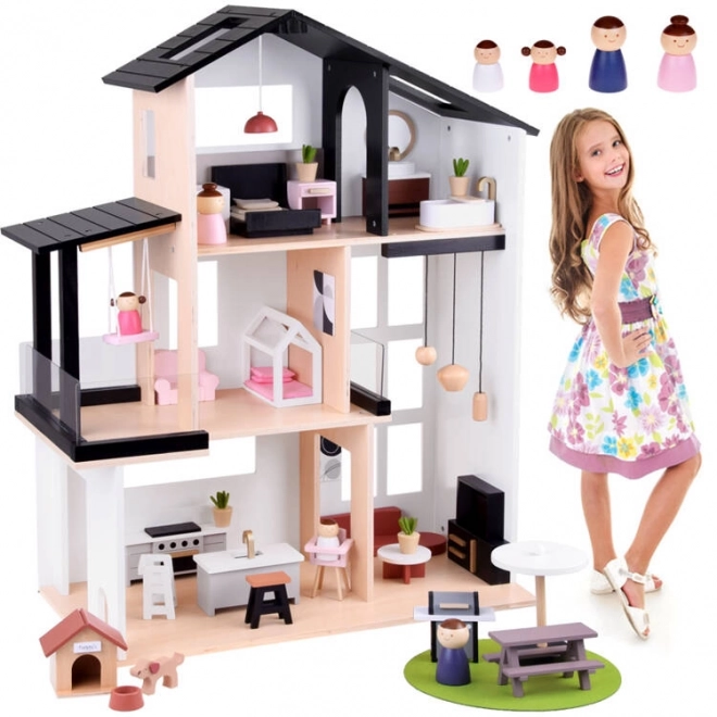 Maison de poupée en bois dans le style loft