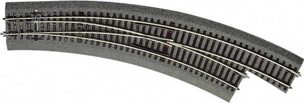 Aiguillage droit courbe Roco Line avec ballast
