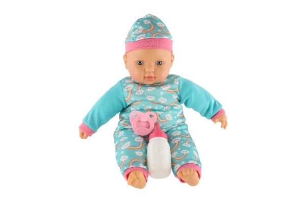 Poupée bébé 40cm corps souple avec biberon et tétine dans boîte 41x19x12,5cm