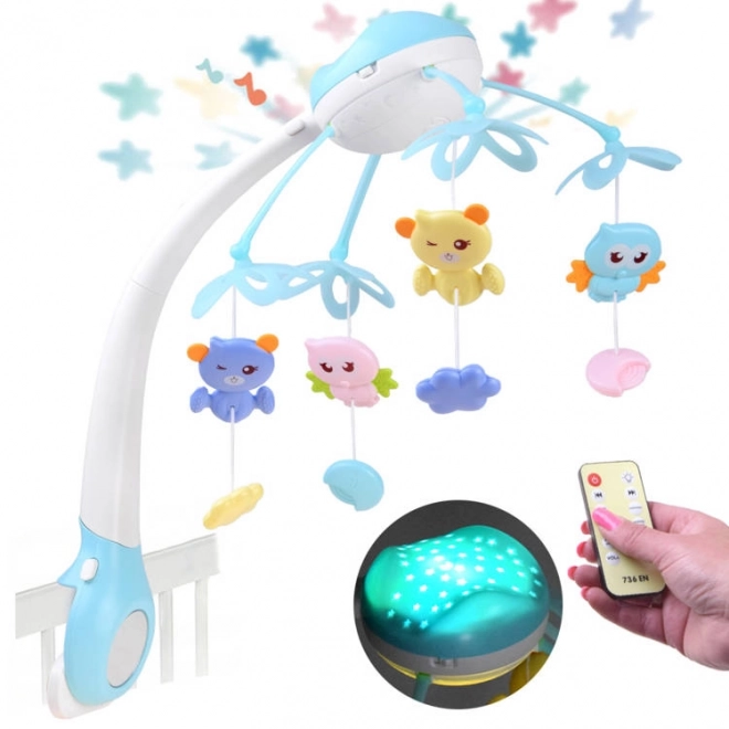 Mobile bébé avec projecteur à télécommande – modrý