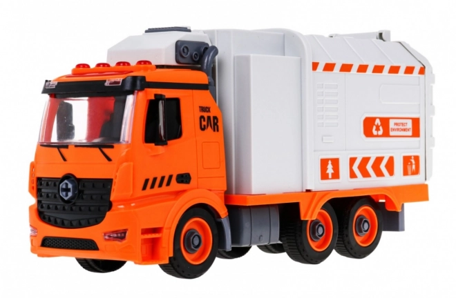 Camion de poubelle interactif pour enfants 3+ Apprendre l'écologie + 4 conteneurs + carte des déchets