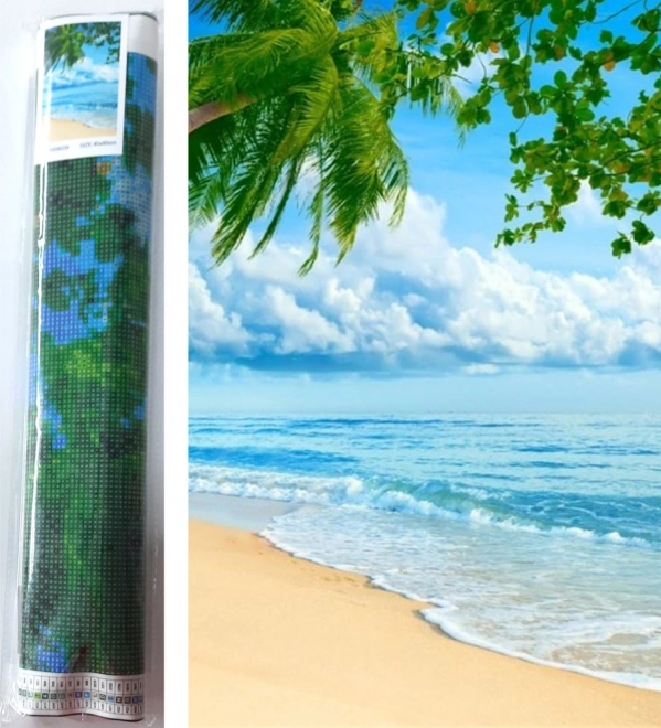 Peinture diamant – plage 80 × 40 cm
