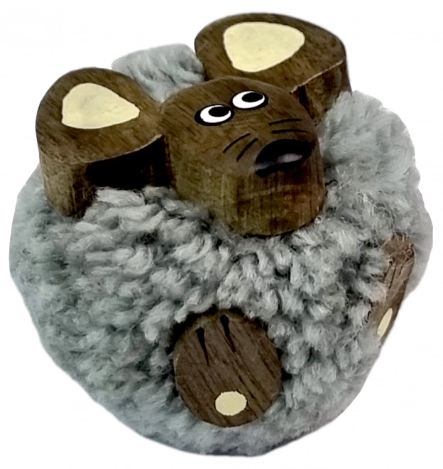 Magnet en bois Dvìdětì grande pompon Souris