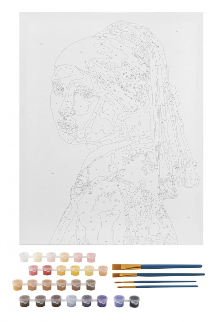 Peinture par numéros sur toile Fille à la perle 40x50 cm