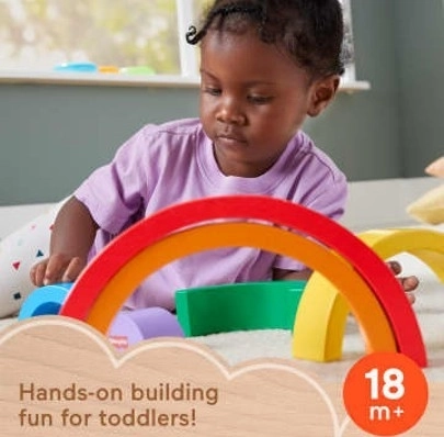 Arc-en-ciel en bois à empiler Fisher-Price pour enfants