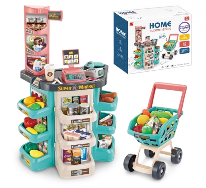 Supermarché pour enfants avec chariot et 47 accessoires Woopie