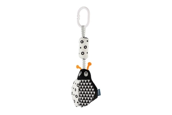 Hochet/pendentif animal en peluche pour berceau/landau 30 cm noir et blanc