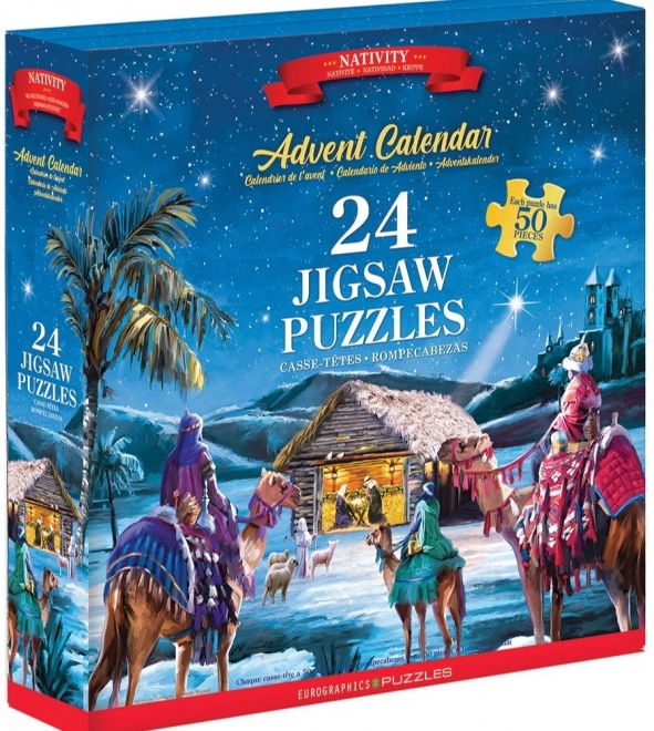 EUROGRAPHICS Puzzle Calendrier de l'Avent: Naissance de Jésus 24x50 pièces