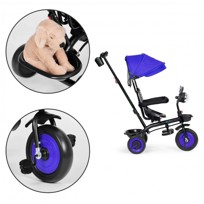 Tricycle pour enfants 3en1 avec siège pivotant, toit, bleu, ECOTOYS