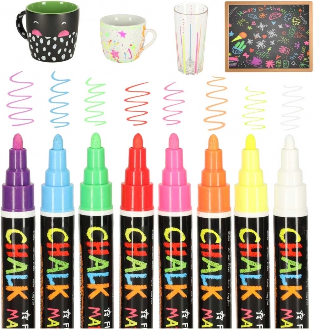 Ensemble de marqueurs à craie pour tableaux et verre - 8 couleurs
