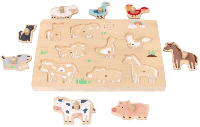 Puzzle en bois avec sons - animaux de la ferme