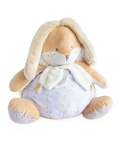 Doudou blanc lapin avec espace de rangement pour pyjama 38 cm