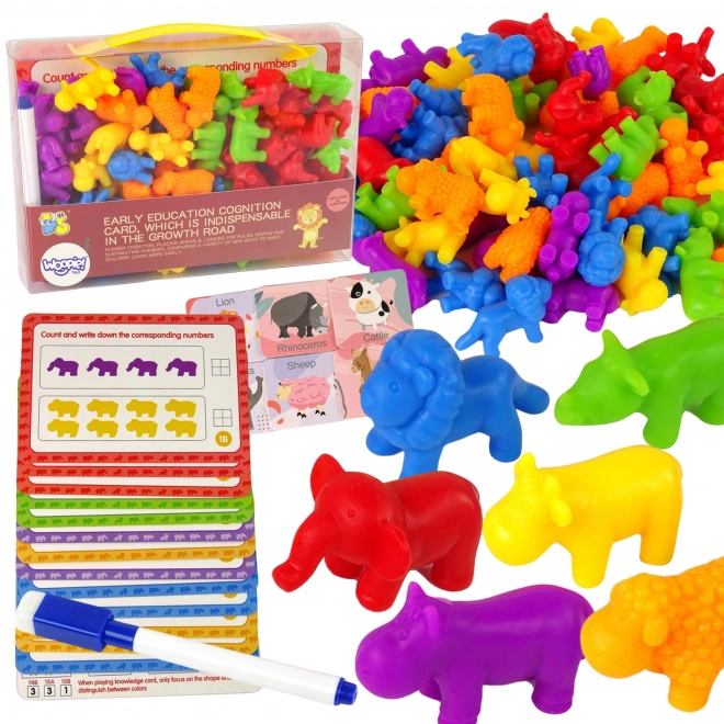 Ensemble éducatif Montessori Calcul Animaux Colorés 83 pcs