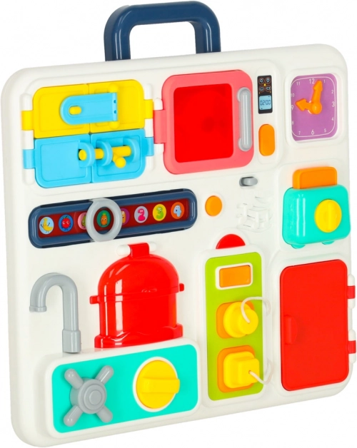 Tableau Montessori avec éléments de cuisine et apprentissage de l'heure