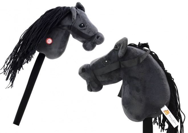 Tête de cheval en peluche sur bâton Hobby Horse Longhair Noir Sons