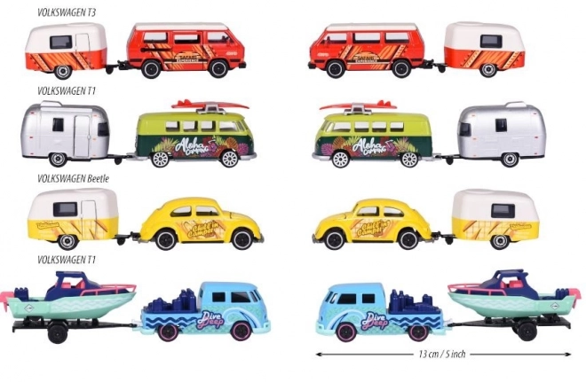 Modèles de voitures Majorette Volkswagen avec remorque