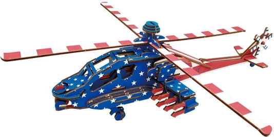 Puzzle 3D en bois Hélicoptère de combat américain Apache