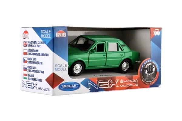 Auto Welly Škoda 105L métal/plastique 11cm 1:34-39 en roue libre 4 couleurs en boîte 15x7x7cm