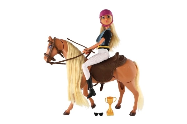 Cheval à bascule + Poupée cavalière Anlily articulée plastique avec accessoires dans une boîte 32x36x11cm