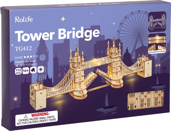 RoboTime puzzle en bois 3D pont Tower Bridge éclairé