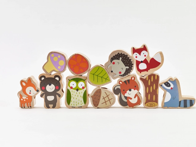 Perles en bois à enfiler Les animaux de la forêt