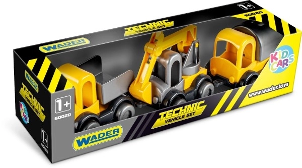 Auto construction Kid Cars 3 pcs plastique 10 cm dans une boîte 30x8x10 cm 12m+ Wader