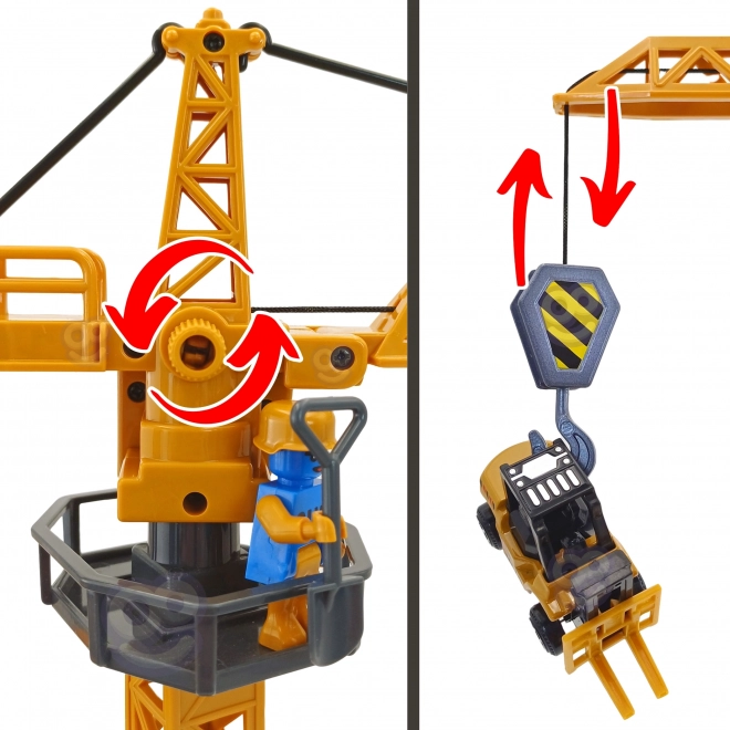 Woopie ensemble de construction avec camion 6en1 avec grue et accessoires