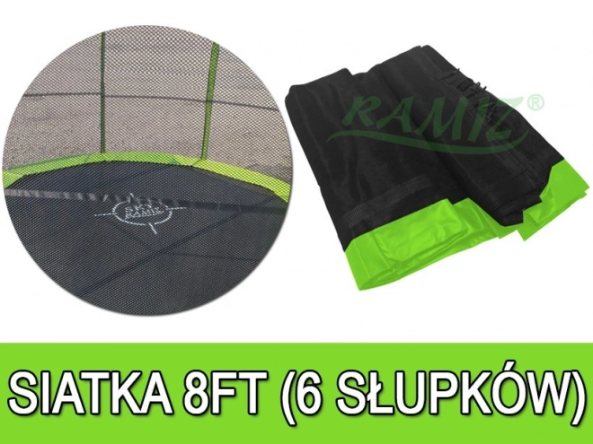 SkyRamiz Filet de sécurité vert pour trampoline de jardin 244 cm/8FT 6 tunnels de poteaux