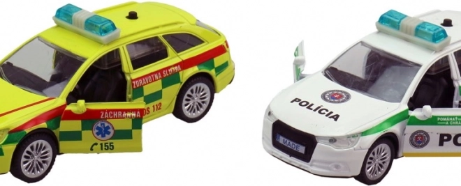 Voiture de secours et police à rétro-friction