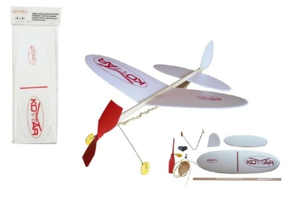 Avion Moustique modèle à lancer sur élastique polystyrène/bois 38x31cm dans un sac