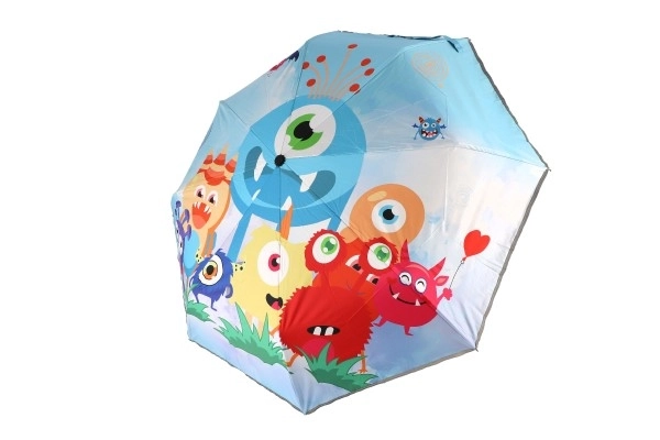 Parapluie Monstre pliant à ouverture automatique tissu/métal 28cm bleu dans un sac