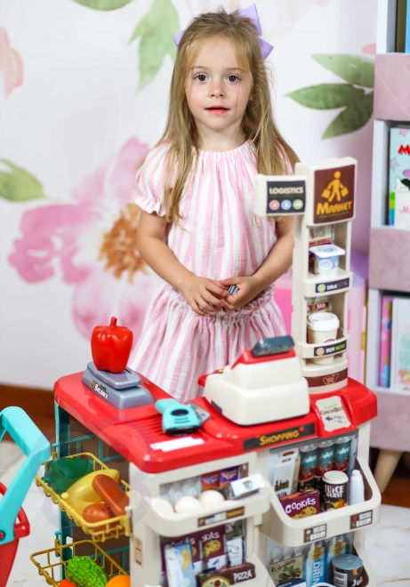 Supermarché avec chariot et scanner