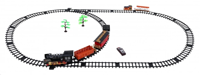 Train télécommandé avec rails pour enfants 3+ Fonction fumée + sons Lumières