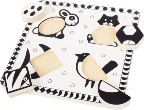 Bigjigs Toys puzzle encastrable en bois formes noir et blanc
