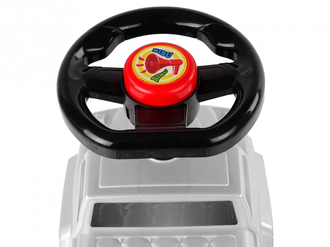 Voiture d'équilibre pour enfants QX-5500 argentée avec klaxon et dossier