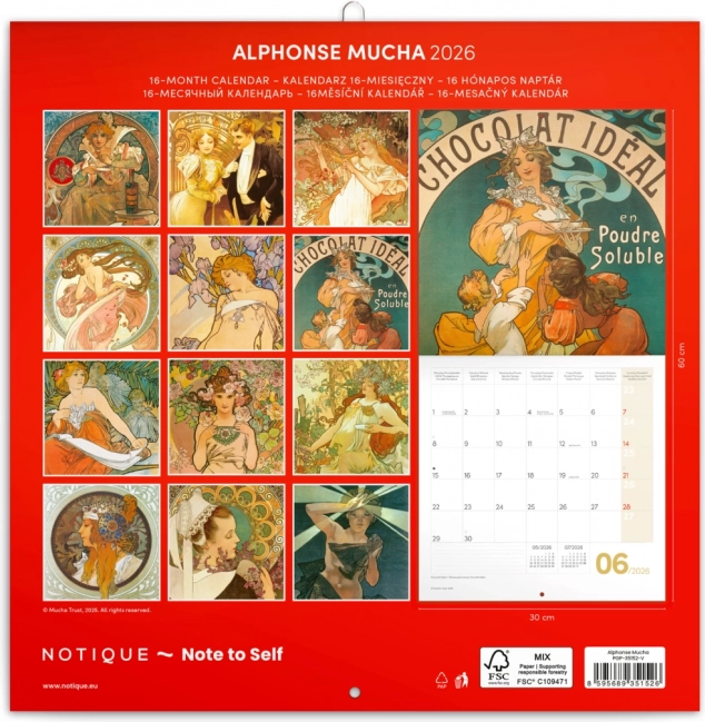 Calendrier de notes Alfons Mucha 2026
