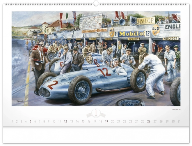 Calendrier mural NOTIQUE Oldtimers – Václav Zapadlík 2025, 64 x 42 cm