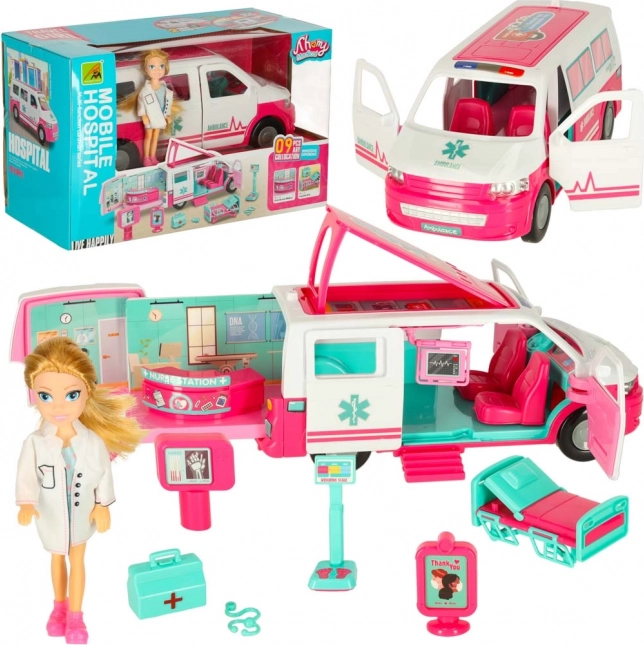 Hôpital ambulant mobile avec poupée et accessoires