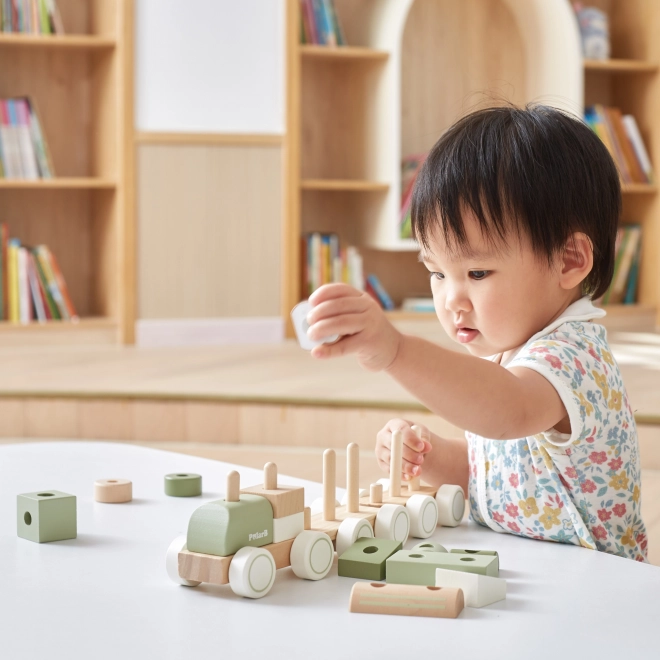 Train en bois Polar B avec wagons et blocs