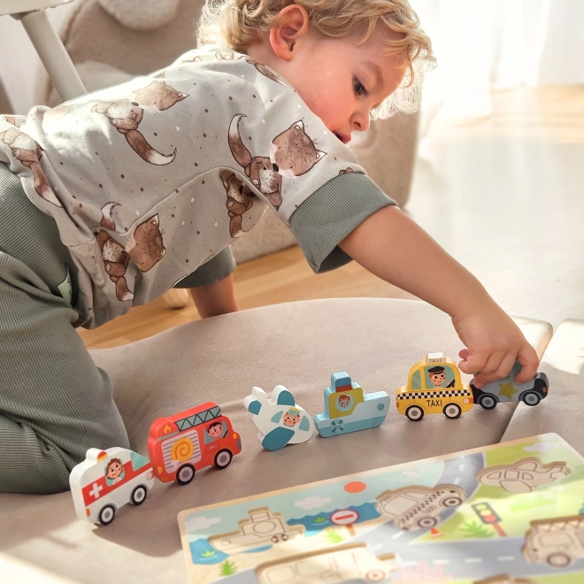 Puzzle en bois Montessori ville
