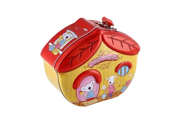 Tirelire maison en tôle avec serrure 16x8cm - 1 pièce