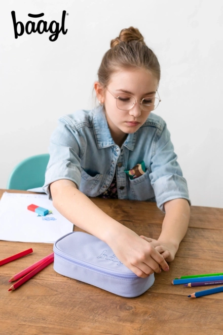 BAAGL Trousse scolaire étui Lilas