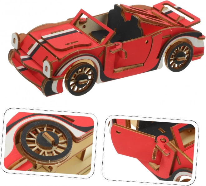 Puzzle 3D en bois Voiture décapotable rouge