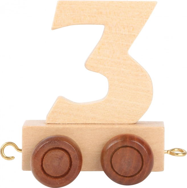 Wagon en bois de train avec motif chiffre 3